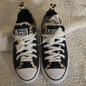 Converse Black and White Leopard Print Sneakers